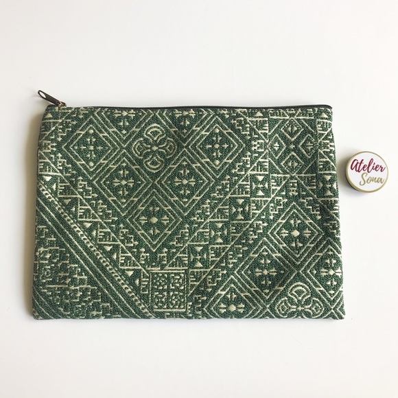 Atelier Sona Handbags - Handmade Zellige Moroccan Pouch - Green
